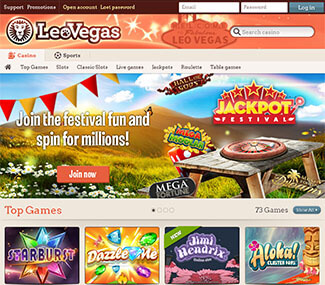 Leo Vegas casino screenshot